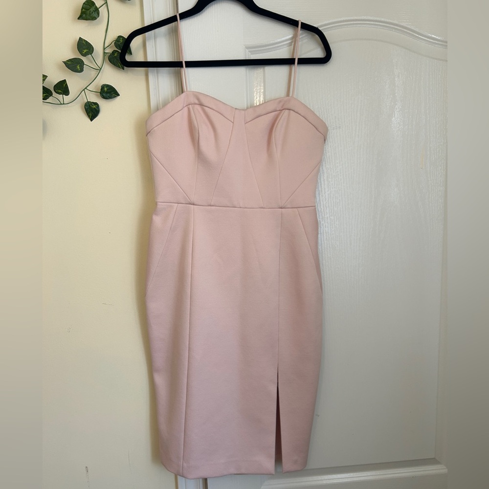 Ever New Blush Sweetheart Sheath Dress with leg slit